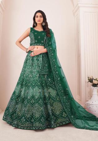 Picture of Bewitching Net Sea Green Lehenga Choli