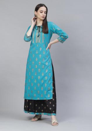 Picture of Beauteous Rayon Medium Turquoise Kurtis & Tunic