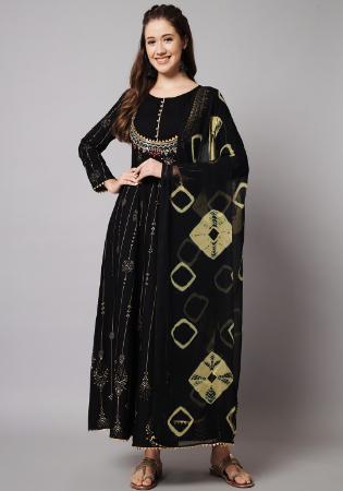 Picture of Delightful Rayon Black Readymade Salwar Kameez