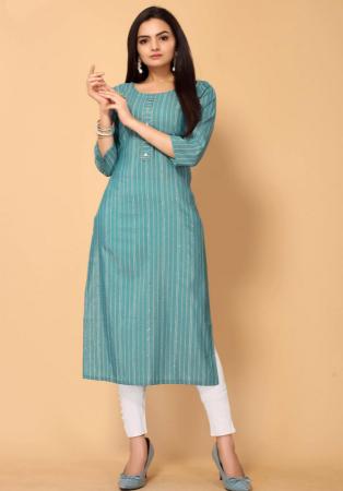 Picture of Beautiful Cotton Cadet Blue Kurtis & Tunic