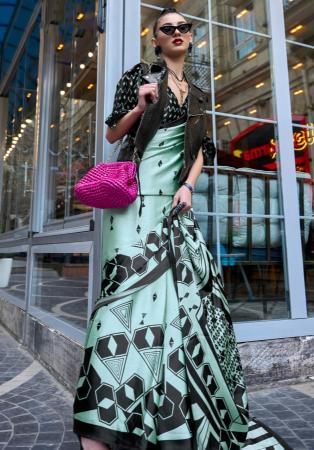 Picture of Marvelous Crepe & Satin Pale Turquoise Saree