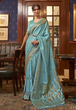 Picture of Pretty Satin & Silk Cadet Blue Saree