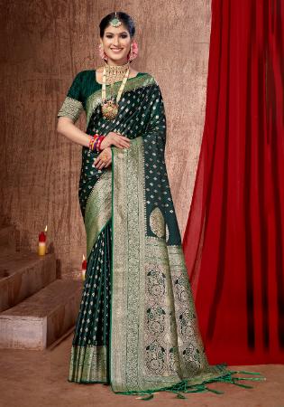 Picture of Sightly Silk Dark Green Saree