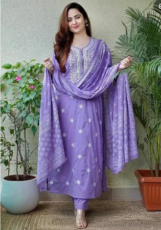 Picture of Chiffon Light Slate Grey Readymade Salwar Kameez