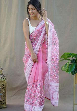 Picture of Wonderful Organza Rosy Brown Saree