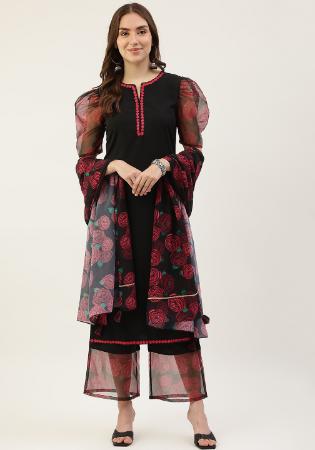 Picture of Shapely Cotton Black Readymade Salwar Kameez