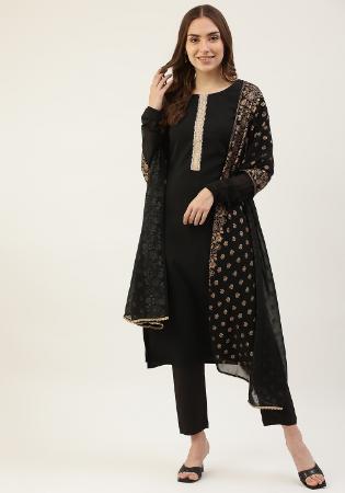 Picture of Alluring Cotton Black Readymade Salwar Kameez