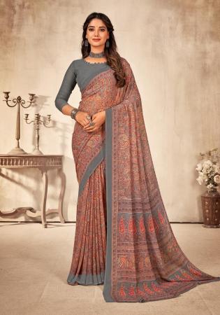 Picture of Admirable Georgette Dark Khaki Saree