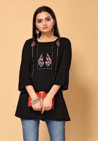 Picture of Ideal Rayon Black Kurtis & Tunic