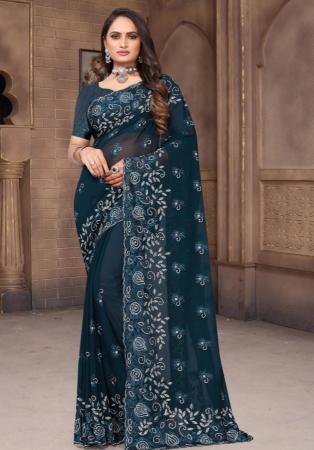 Picture of Alluring Georgette Dark Slate Grey Saree