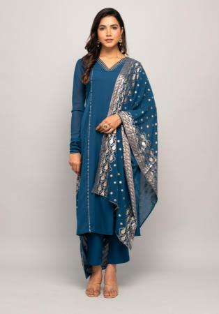 Picture of Admirable Crepe Midnight Blue Readymade Salwar Kameez