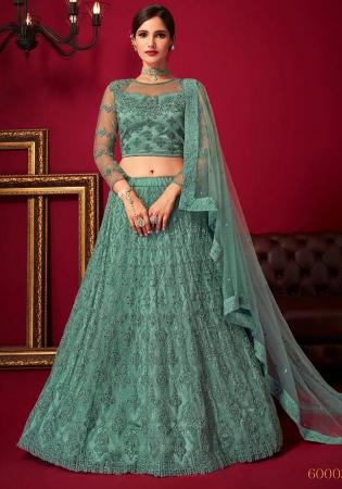 Picture of Ideal Net & Silk Cadet Blue Lehenga Choli