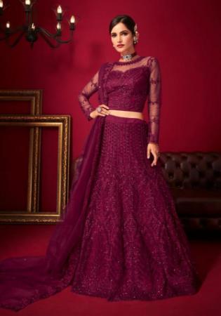 Picture of Enticing Net & Silk Maroon Lehenga Choli