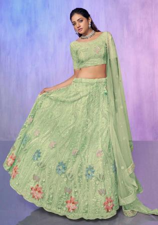 Picture of Bewitching Georgette & Net Dark Khaki Lehenga Choli