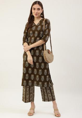 Picture of Ravishing Cotton Brown Kurtis & Tunic