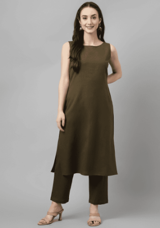 Picture of Magnificent Cotton Dark Olive Green Kurtis & Tunic