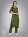 Picture of Cotton Dark Olive Green Readymade Salwar Kameez