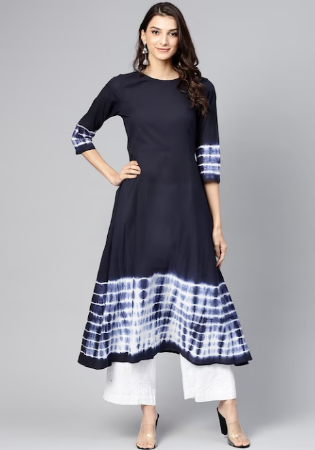 Picture of Pleasing Rayon Black Kurtis & Tunic