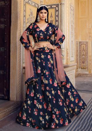 Picture of Wonderful Silk Navy Blue Lehenga Choli