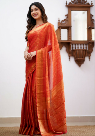 Picture of Sublime Silk Fire Brick Saree