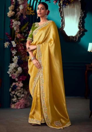 Picture of Ravishing Silk Golden Rod Saree