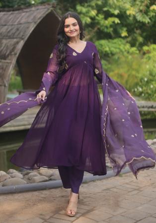 Picture of Georgette Dark Slate Blue Readymade Salwar Kameez