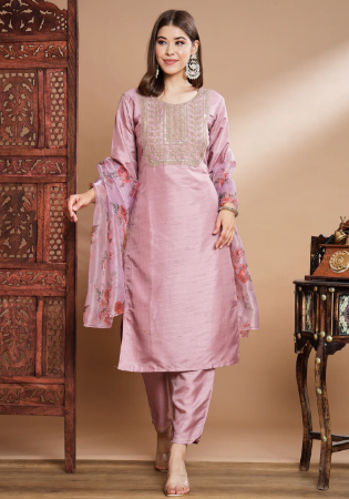 Picture of Splendid Silk Rosy Brown Readymade Salwar Kameez