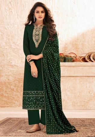 Picture of Graceful Georgette Green Straight Cut Salwar Kameez