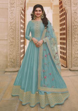 Picture of Shapely Georgette Sky Blue Anarkali Salwar Kameez