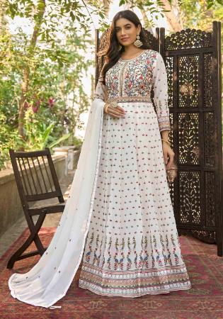 Picture of Gorgeous Georgette White Anarkali Salwar Kameez