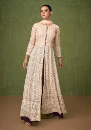 Picture of Georgette & Net Linen Anarkali Salwar Kameez