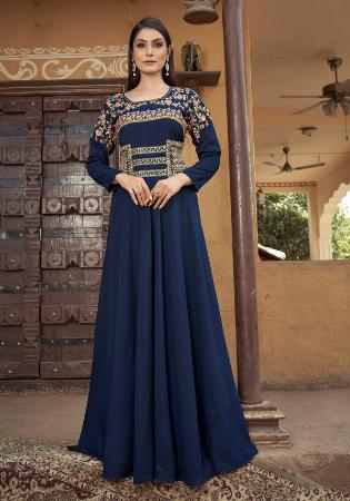 Picture of Statuesque Chiffon Navy Blue Kurtis & Tunic