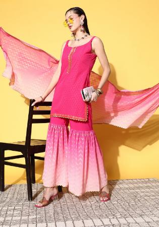 Picture of Chiffon & Crepe Deep Pink Readymade Salwar Kameez