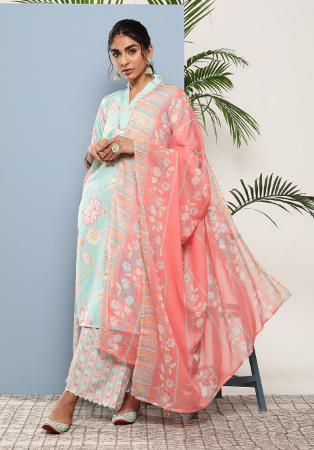 Picture of Chiffon & Crepe Powder Blue Readymade Salwar Kameez