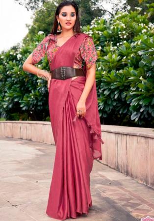 Picture of Fascinating Satin & Silk Indian Red Saree