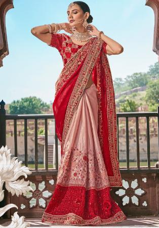 Picture of Pleasing Satin & Silk Fire Brick Saree