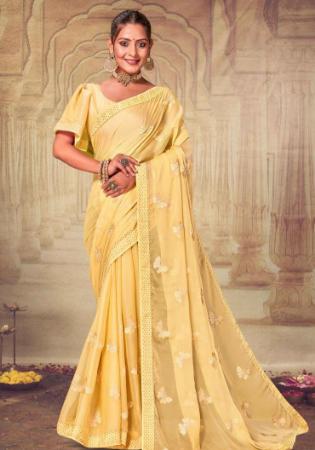 Picture of Beauteous Chiffon Khaki Saree