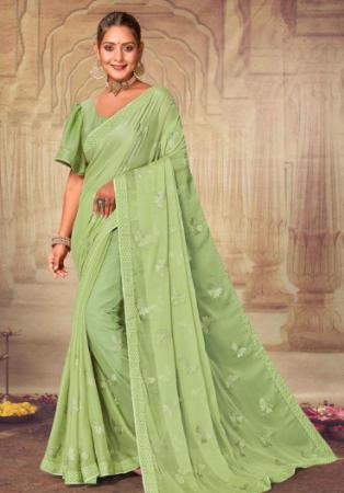 Picture of Superb Chiffon Dark Khaki Saree