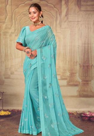 Picture of Pleasing Chiffon Dark Sea Green Saree