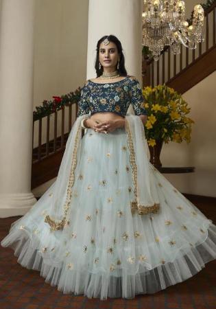 Picture of Gorgeous Net & Silk Off White Lehenga Choli