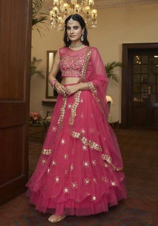 Picture of Superb Net & Silk Deep Pink Lehenga Choli