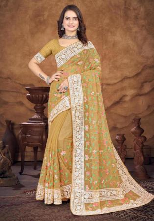 Picture of Radiant Organza Dark Khaki Saree