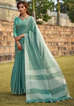 Picture of Pretty Silk Dark Sea Green Saree