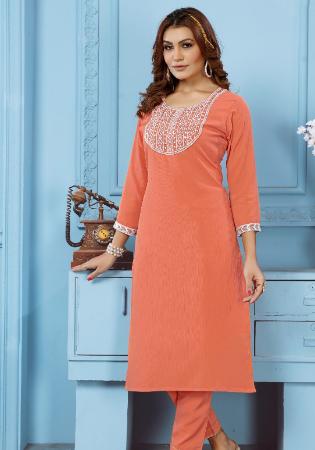 Picture of Ravishing Cotton Dark Salmon Kurtis & Tunic