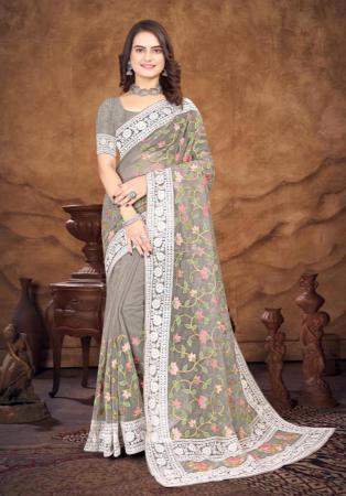 Picture of Taking Organza Grey Saree