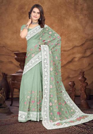 Picture of Taking Organza Dark Sea Green Saree