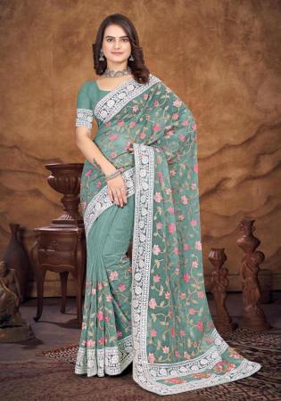 Picture of Elegant Organza Slate Grey Saree