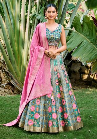 Picture of Classy Silk Cadet Blue Readymade Lehenga Choli