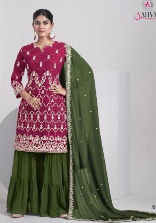 Picture of Georgette Fire Brick Straight Cut Salwar Kameez