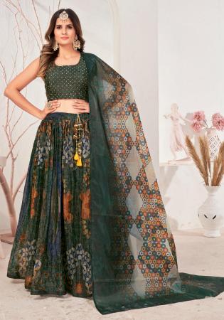 Picture of Organza Dark Slate Grey Readymade Lehenga Choli